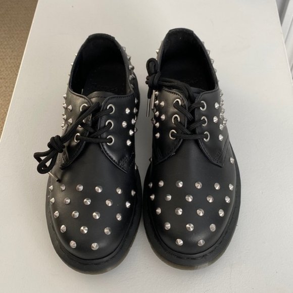 Dr Martens 1461 Stud Wanama Leather Oxford Shoes in Black Size 6 - Picture 3 of 10